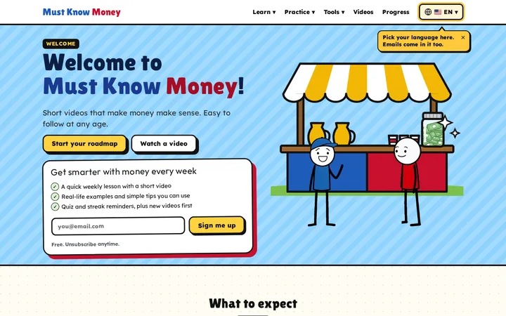 Must Know Money homepage on desktop