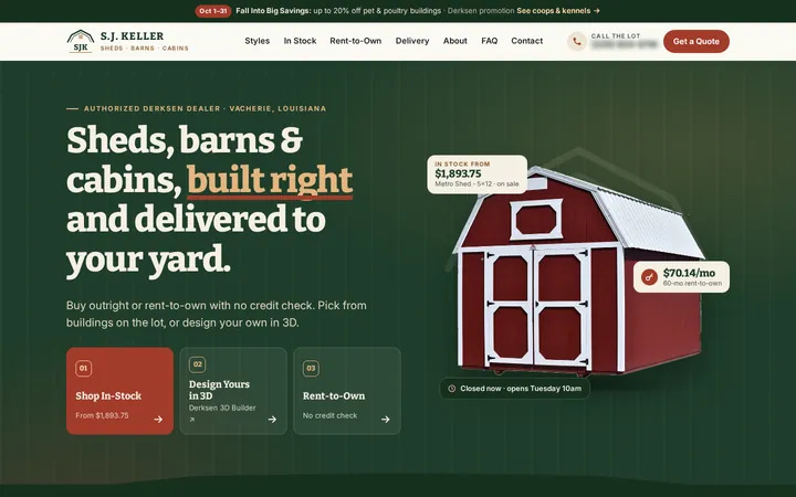 S.J. Keller website concept homepage